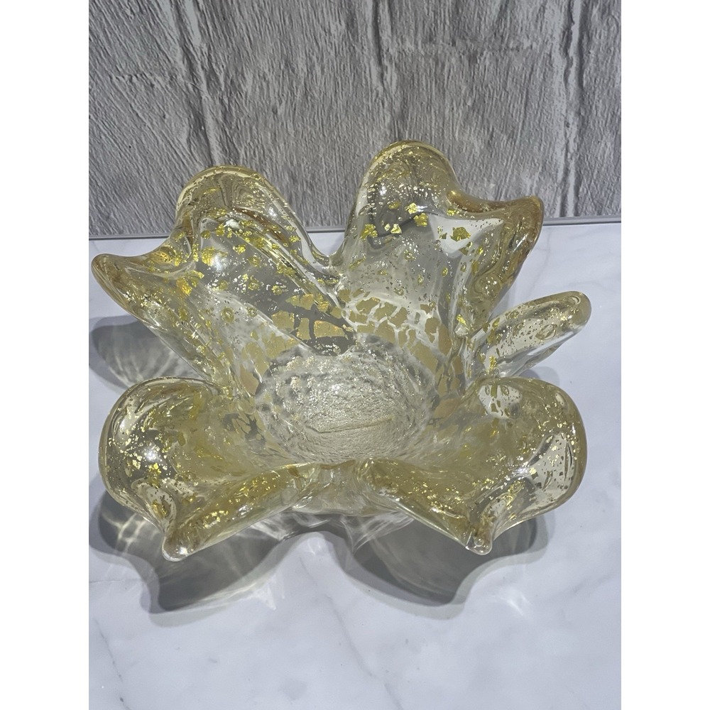 Gorgeous Vintage‎ Murano glass bowl with gold flecks